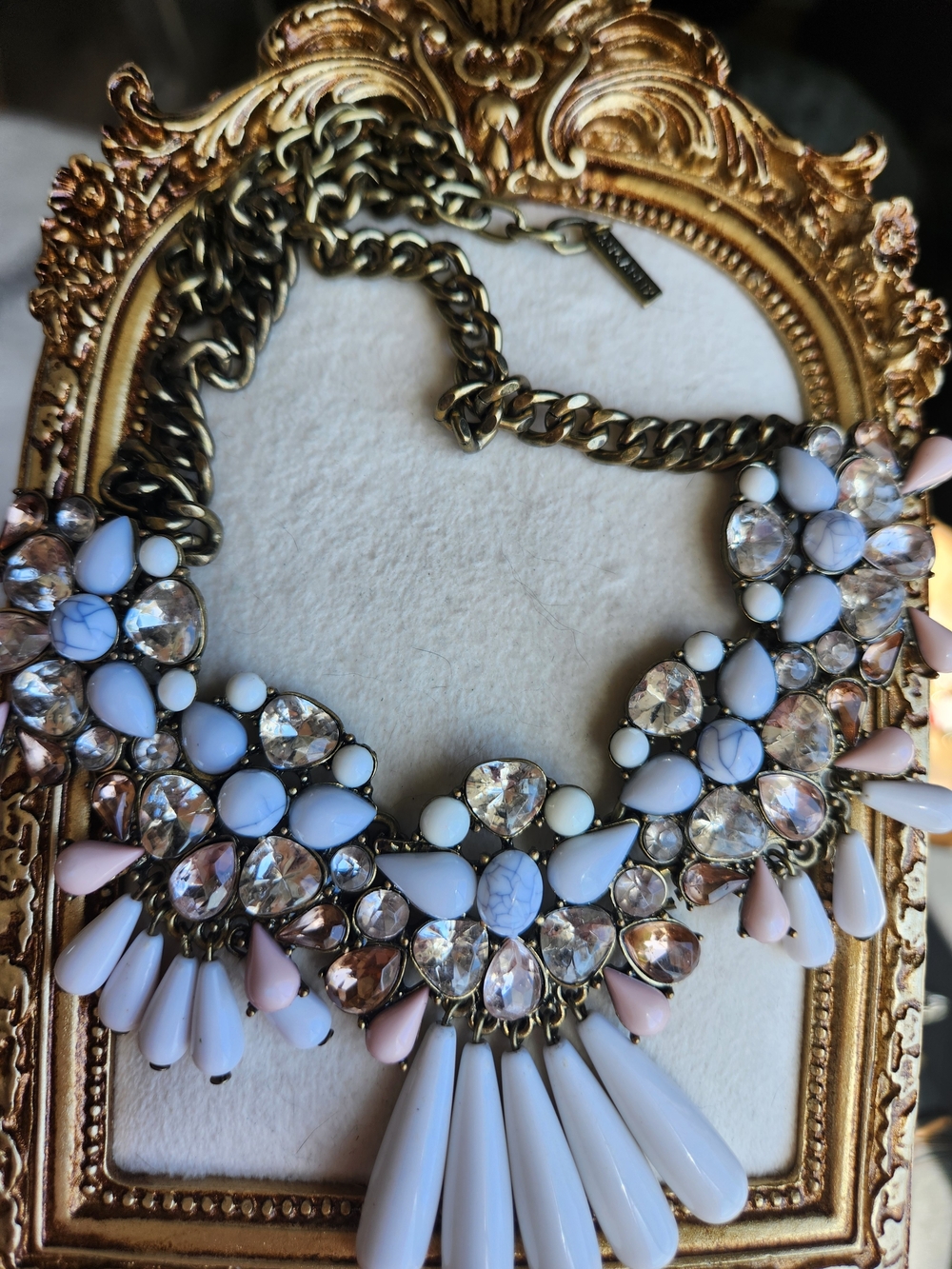 Sugarfix by BaubleBar Chunky Crystal Bib Necklace Pastel Y2K Boho Statement